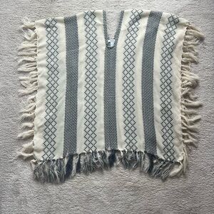 Mudd Striped Fringe Poncho